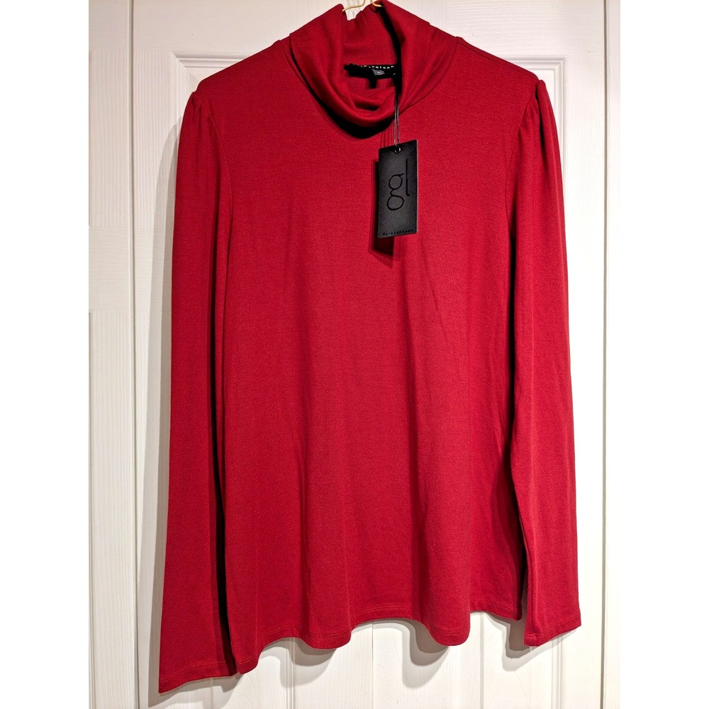 Gibsonlook Pullover Women L Garnet Red Cowl Neck Long Sleeve Top NWT Stretch